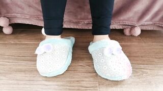 Candid 19 Year Old Foot, Having Fun with Cozy House Slippers.