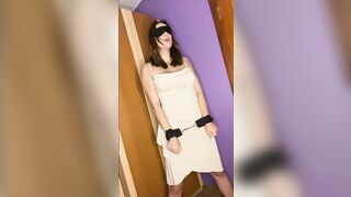bimbos inside Evening Dress into Handcuffs and Bandage