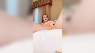 Finger Fucked myself Til I Fucking Cum into my Hotel Room