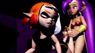Wii fit coach, Inkling chick and Shantae toejob compilation