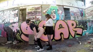 Enjoyed her Hubby's Cum inside an Abandoned Pool (Pegging)