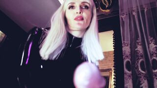 hot Dominatrix Eva Rubber Play with a Penis CBT Sex Toys FETISH Kink Fem Dom Bondage mom Old Gf Blonde