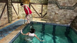 2 Dyke inside Sauna and into Pool