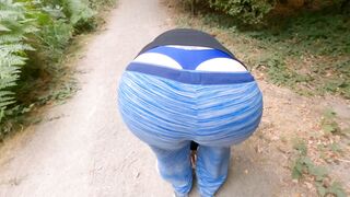 Long Butt Wedgie and G-String Flashing mom on a Outside Trail