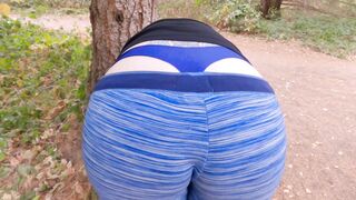 Long Butt Wedgie and G-String Flashing mom on a Outside Trail