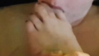 Big Facial with a Huge Cum Blast, my Fiance with Huge Boobs Suck Feet, Cummed on Face, Feetcouple69