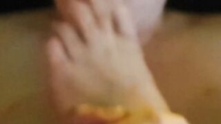 Big Facial with a Huge Cum Blast, my Fiance with Huge Boobs Suck Feet, Cummed on Face, Feetcouple69