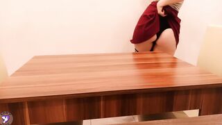 Blonde School Girl inside Skirt Pees on Table. Pissing Desperation. Pee. Pissing | Dirty Dove