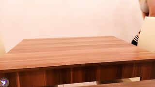 Blonde School Girl inside Skirt Pees on Table. Pissing Desperation. Pee. Pissing | Dirty Dove