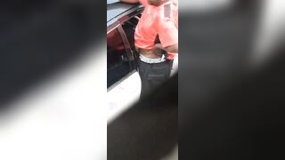 Ebony Lovers Oral Sex, Finger Nailed out Side the Vehicle at a Parking Lot