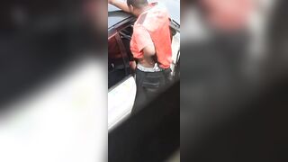 Ebony Lovers Oral Sex, Finger Nailed out Side the Vehicle at a Parking Lot