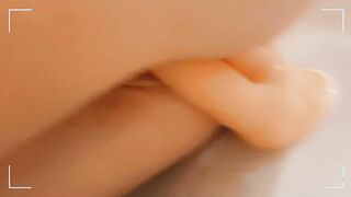 cougar Fucking Holes with a Double Sex Toy. Jugs and Leaking Juicy Twat Close-up