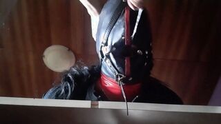 Hogtied inside stockings and high heels, hard deeptrhroat and long load of cum inside her mouth
