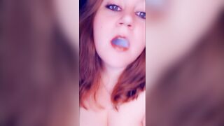 SMOKING TEASE while having fun with my TINY Saggy hooters