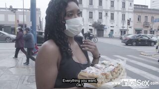Tremendous Peruvian dark hair nougat seller gets caught by pervert buyer