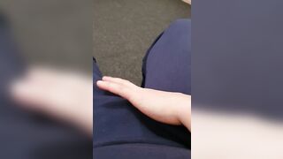 Step milf risky hand job into living room make step son cock strong near family