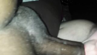 White bimbo gags on ebony penis!