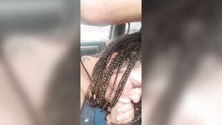 Freckled braided pawg offer daddy road bj and gets interrupted by sext from her boy sex toy
