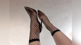 babe Nova Grey bare feet tease compilation with socks and heels
