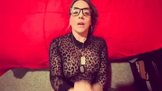 Super dark hair into catsuit offer incredible fellatio and begs for facial! Filthy talking wifey loves it!