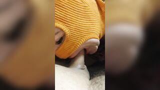 fox women blows my penis till she takes cum inside her mouth, lots of cream