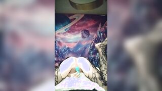 Little pink twat squirms away from vibrator