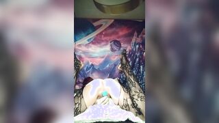 Little pink twat squirms away from vibrator