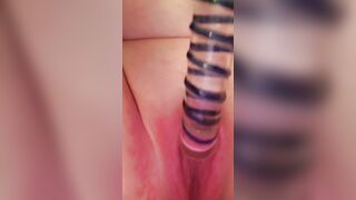 Great Pink Snatch is a squirter! See me gush!! Love my glass vibrators!!!