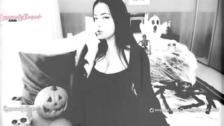 Halloween Morticia Addams cosplay virtual interactive point of view sex, ahegao, toes