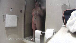 Interracial Shower Sex on Date Night. Real Cuckolding.