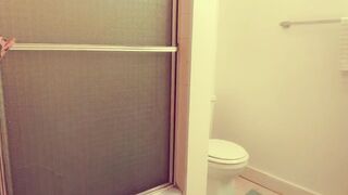 Inked milf finger fucked herself & jizzes inside shower
