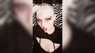 Gothic chick razor shaves fellatio shaved for you