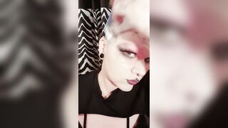 Gothic chick razor shaves fellatio shaved for you