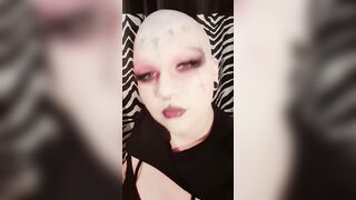 Gothic chick razor shaves fellatio shaved for you