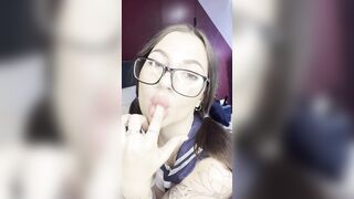 Sensual schoolgirl ready for casting and masturbate creammy cunt
