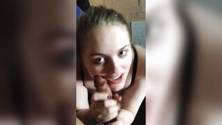 Sorority beauty milks out thick cum all over her super sexy face