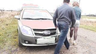 Outside sex. Random passerby helped to repair vehicle Frina and