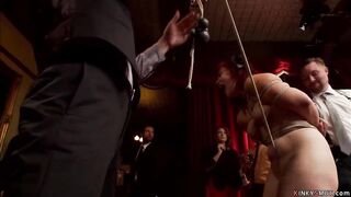 Bound vagina with mouth anal fucked at party