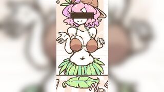 CocoNut Shake [Pixel Animated game] Big breast milking on the beach