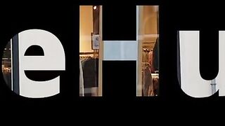 Trying to be quiet, orgasm in Fitting Room and cum swallow