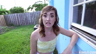 Bae Barely Legal Kat Gets Caught Sneaking Around the Back Yard