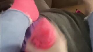 Amateur Sock Job Toes Job with Cum inside Socks and