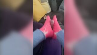 Amateur Sock Job Toes Job with Cum inside Socks and