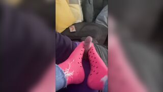 Amateur Sock Job Toes Job with Cum inside Socks and