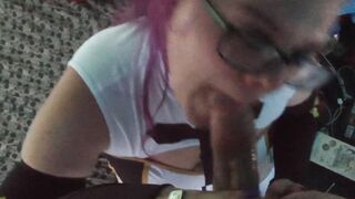 Nun deepthroats and gags on huge penis facial cum drink