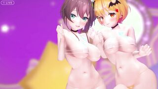 mmd r18 Ma ri & Me & Ha cha Ghost Dance Kai Kai fixed no mosaic 3d animated