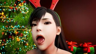tifa lockhart as santa bimbos receives world's monstrous big black dick as x-mas gift!