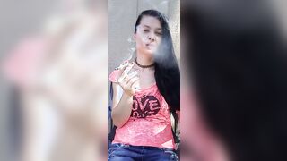 Ciggy inside yard outside sfw smoking cougar
