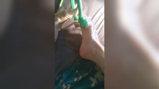 Toe dexterity, see huge, graceful foot pick up objects and tease soles