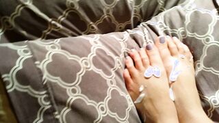 lotion and toy feet play